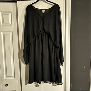 A New Day Plus Size Black Chiffon Dress 1X